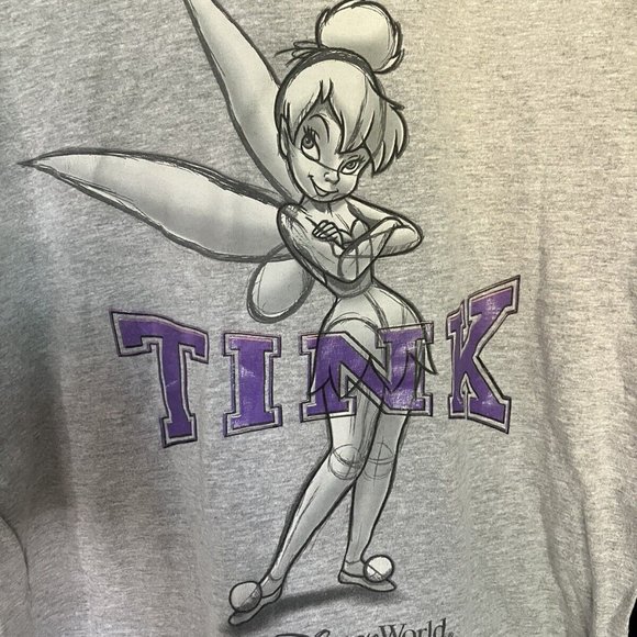 Walt Disney World by Hanes TINK Tinker Bell Peter Pan Grey T-Shirt Medium Large - Picture 2 of 4